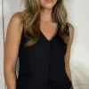 SEVEN SEPT Tops^Maude Black Button Down Waistcoat