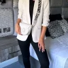 MISS LINDA Blazers^McKinley Beige Ruched Sleeve Blazer