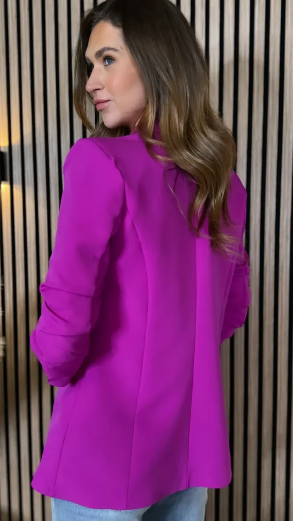 MISS LINDA Blazers^McKinley Magenta Ruched Sleeve Blazer