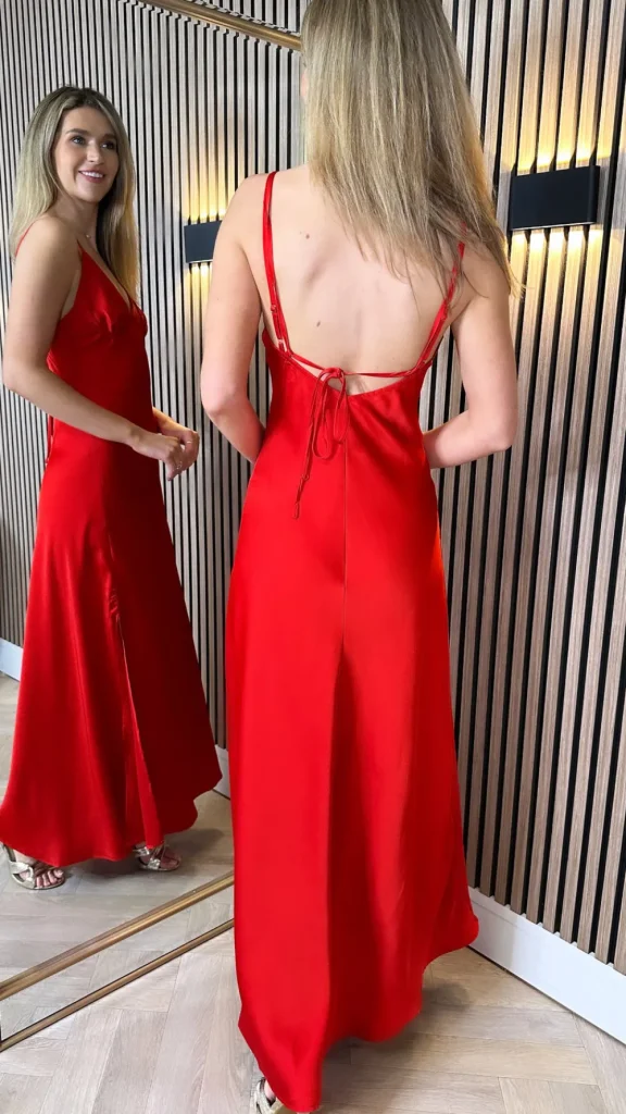 COPPEROSE Going Out Dresses | Occasion Dresses^Melodie Red Satin Finish Midi Dress