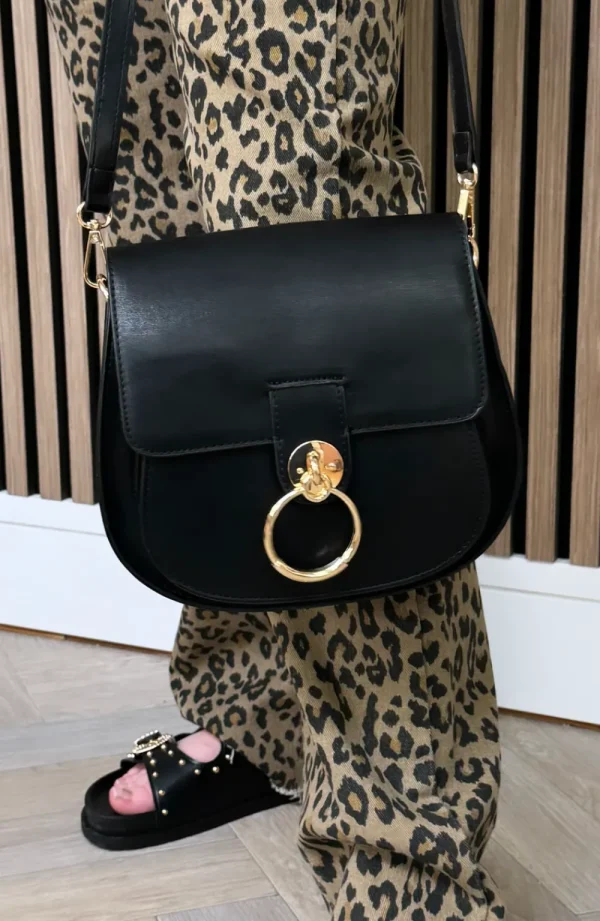 Roc Ronoco Bags^Merla Black Buckle Detail Crossbody Handbag