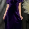COPPEROSE Going Out Dresses | Occasion Dresses^Merritt Purple V Neckline Velvet Finish Midi Dress