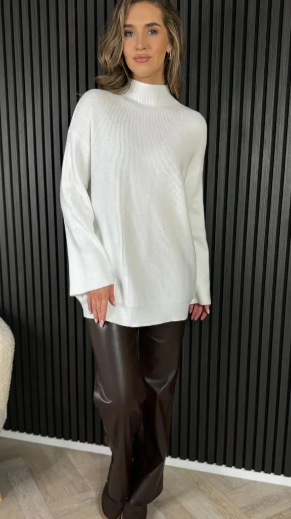 MOOCCI Knitwear^Michelle White Ribbed Turtle Neck Jumper