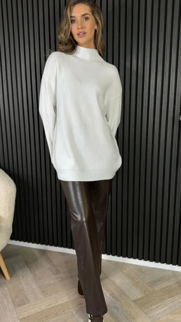 MOOCCI Knitwear^Michelle White Ribbed Turtle Neck Jumper