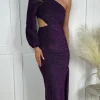 COPPEROSE Going Out Dresses | Occasion Dresses^Milana Purple Sequin One Sleeve Cut Out Midi Dress