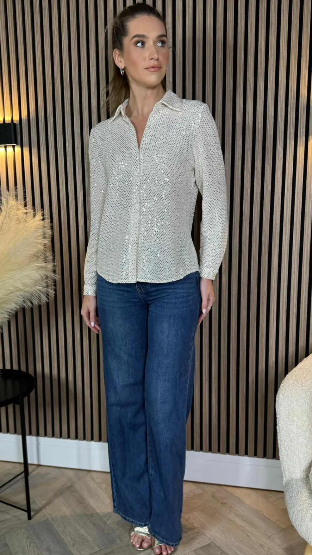 milani_beige_sequin_detai_4.webp UNIKA Tops^Milani Beige Sequin Detail Shirt
