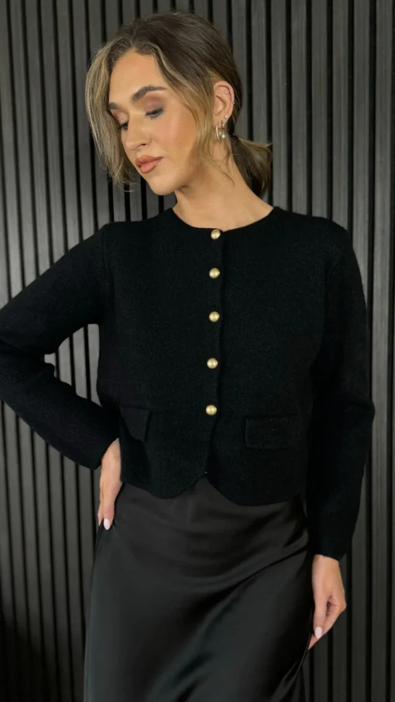 ELENZA Tops | Knitwear^Missy Black Button Down Cardigan