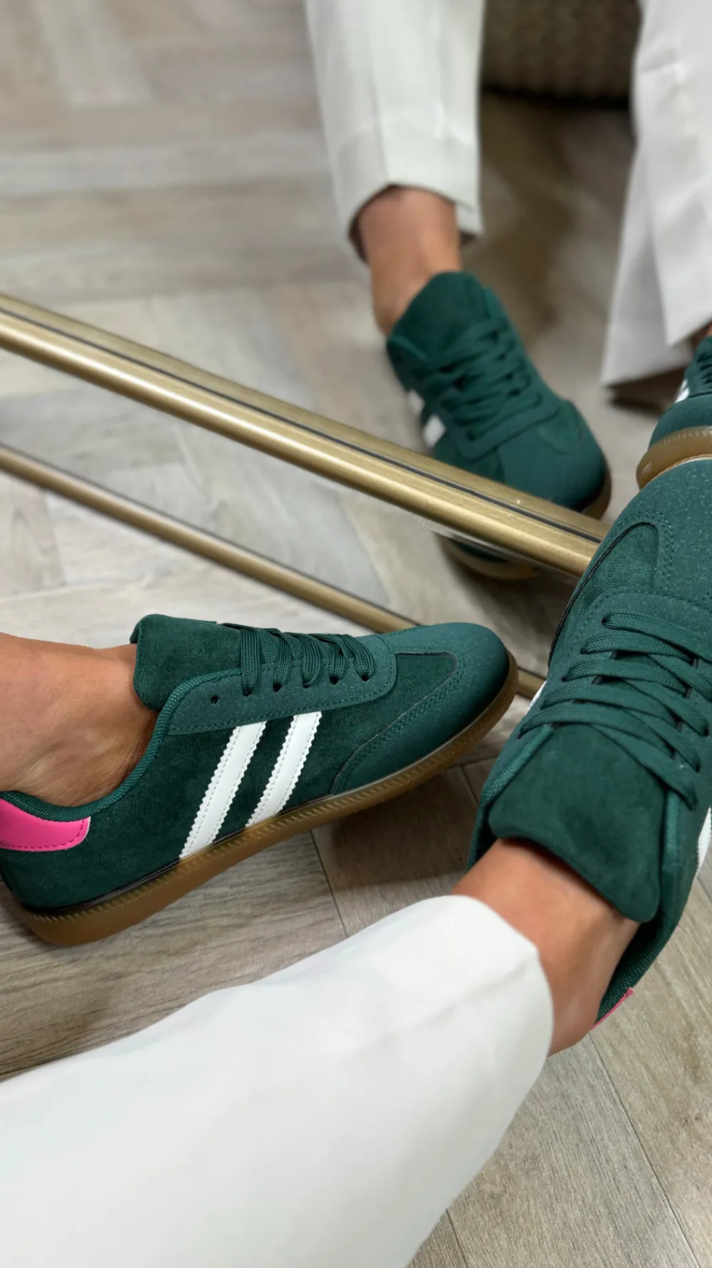 monroe_green_stripe_detai_0.webp CANDICE FAIRE Trainers^Monroe Green Stripe Detail Trainers