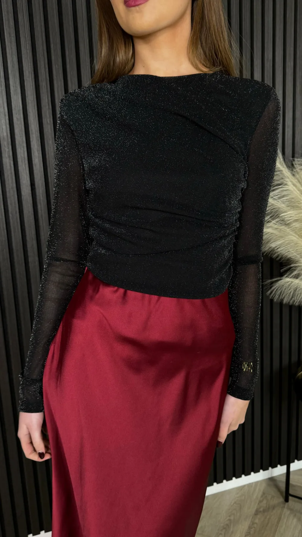 muireann_black_sheer_slee_0.webp BABEZ LONDON Tops^Muireann Black Sheer Sleeve Lurex Top
