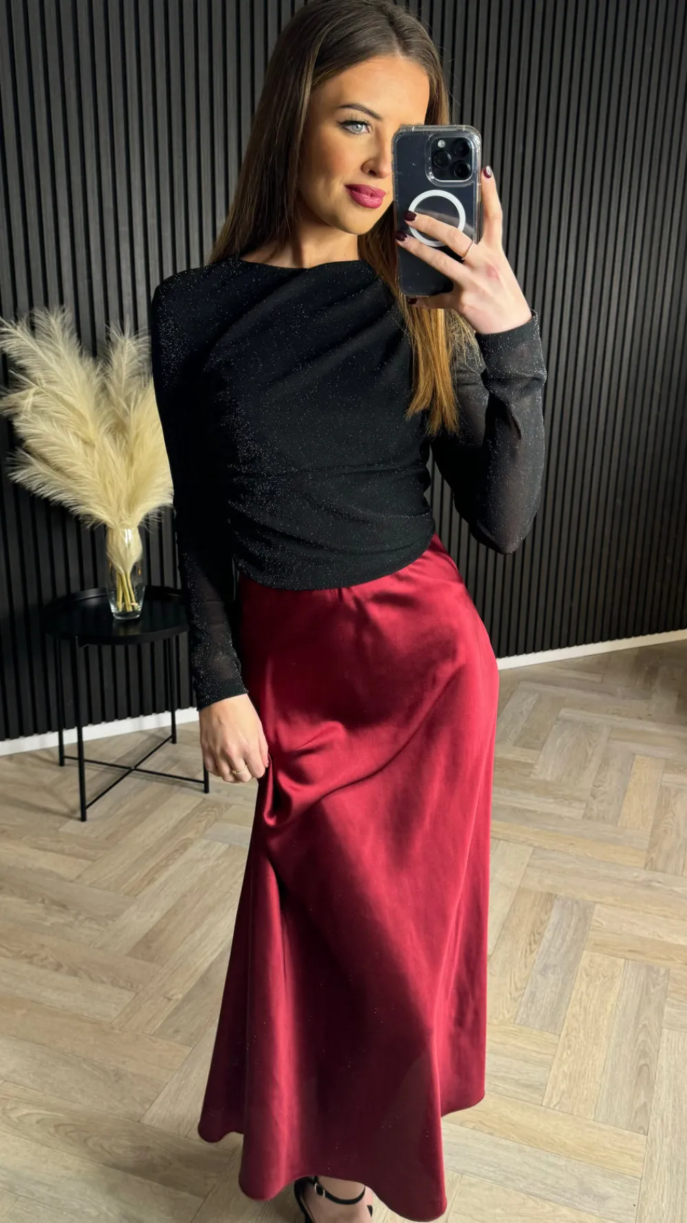 muireann_black_sheer_slee_1.webp BABEZ LONDON Tops^Muireann Black Sheer Sleeve Lurex Top