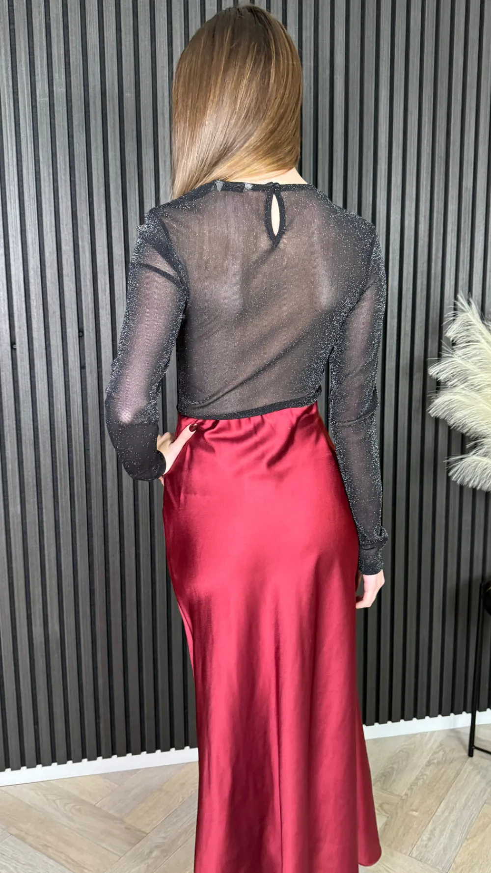 muireann_black_sheer_slee_2.webp BABEZ LONDON Tops^Muireann Black Sheer Sleeve Lurex Top