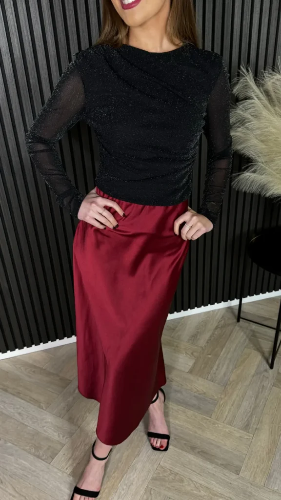 BABEZ LONDON Tops^Muireann Black Sheer Sleeve Lurex Top