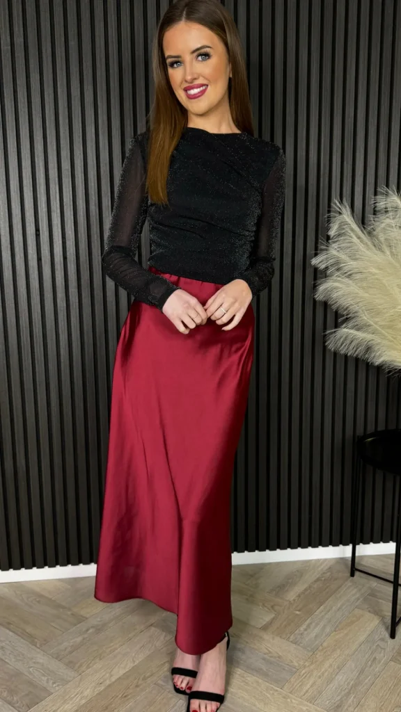 BABEZ LONDON Tops^Muireann Black Sheer Sleeve Lurex Top