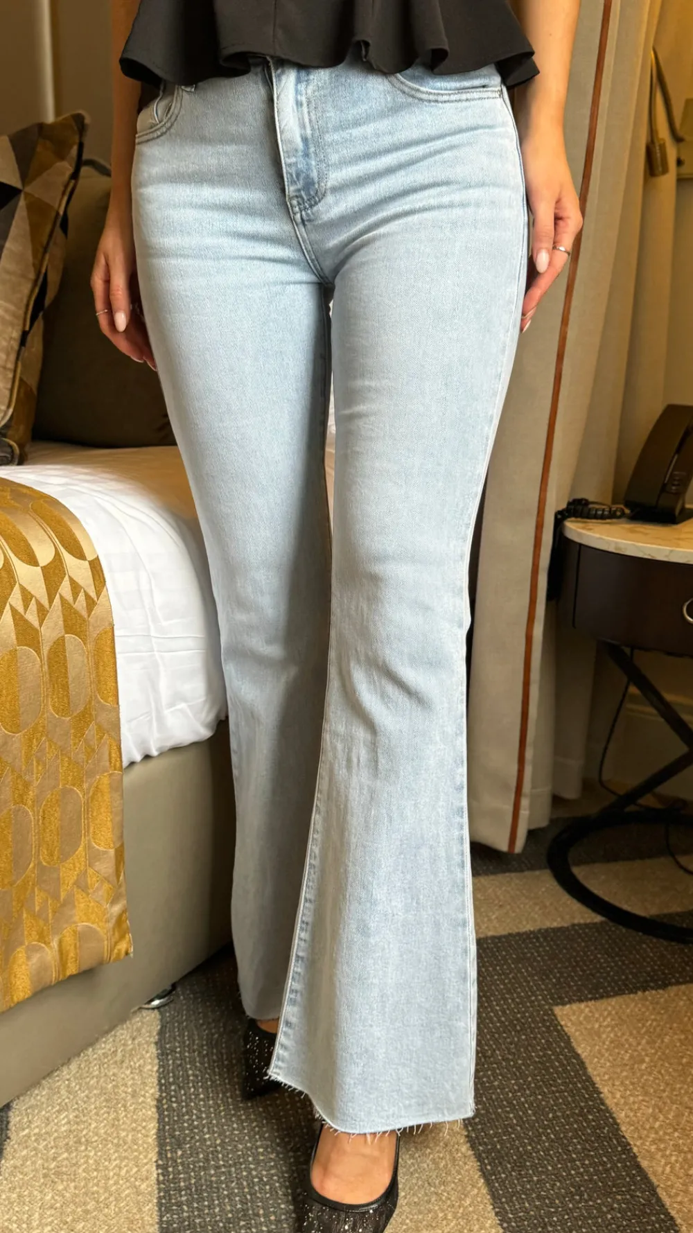 nadine_light_blue_flared__2.webp REDIAL Jeans^Nadine Light Blue Flared Raw Hem Jeans