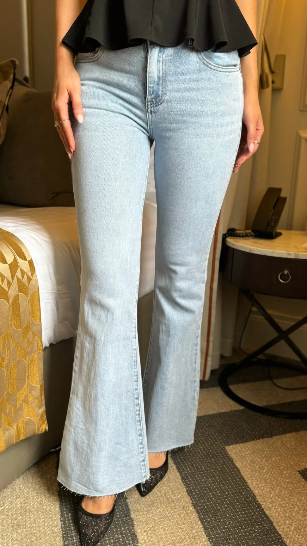 nadine_light_blue_flared__3.webp REDIAL Jeans^Nadine Light Blue Flared Raw Hem Jeans