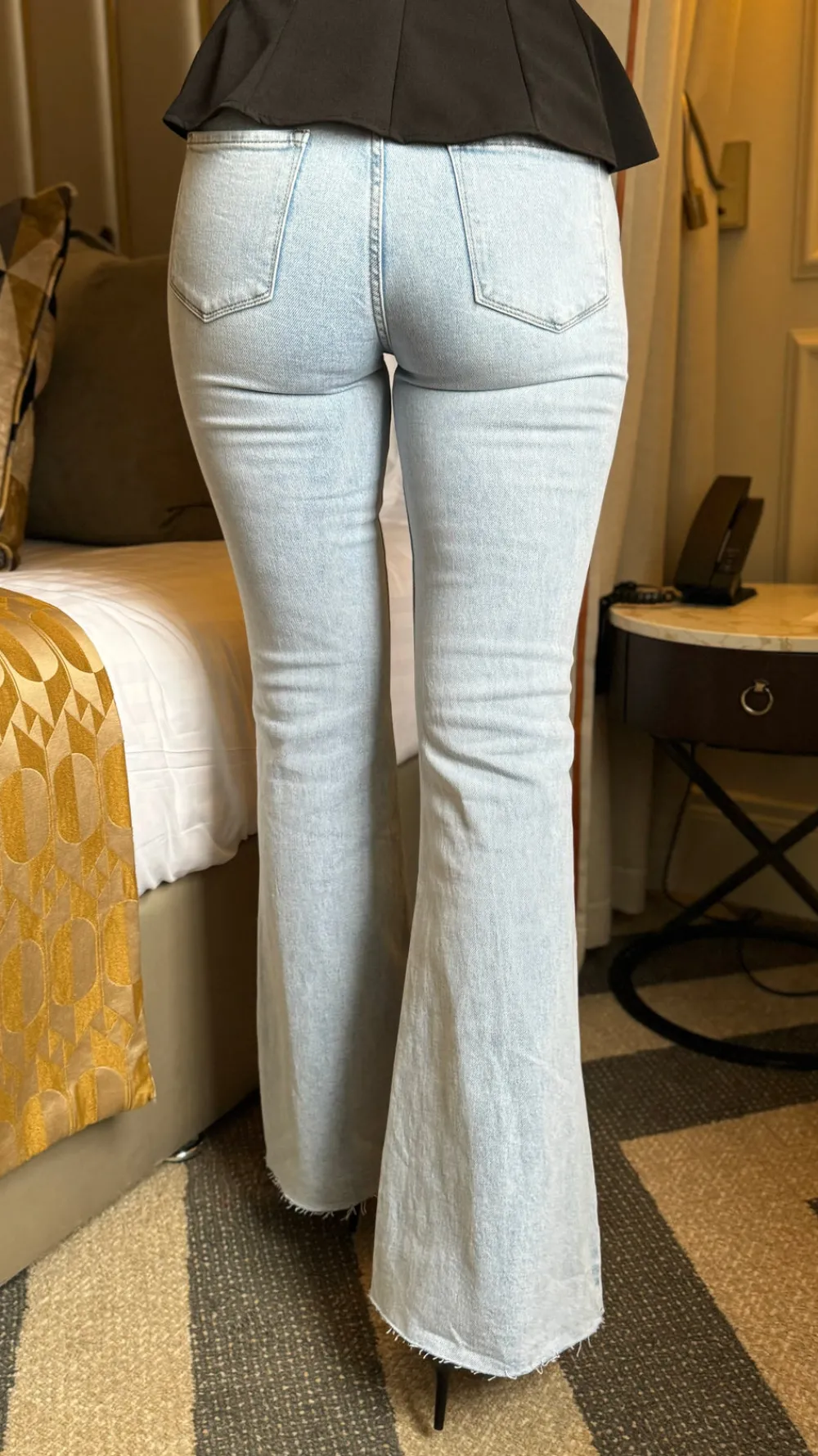 nadine_light_blue_flared__5.webp REDIAL Jeans^Nadine Light Blue Flared Raw Hem Jeans