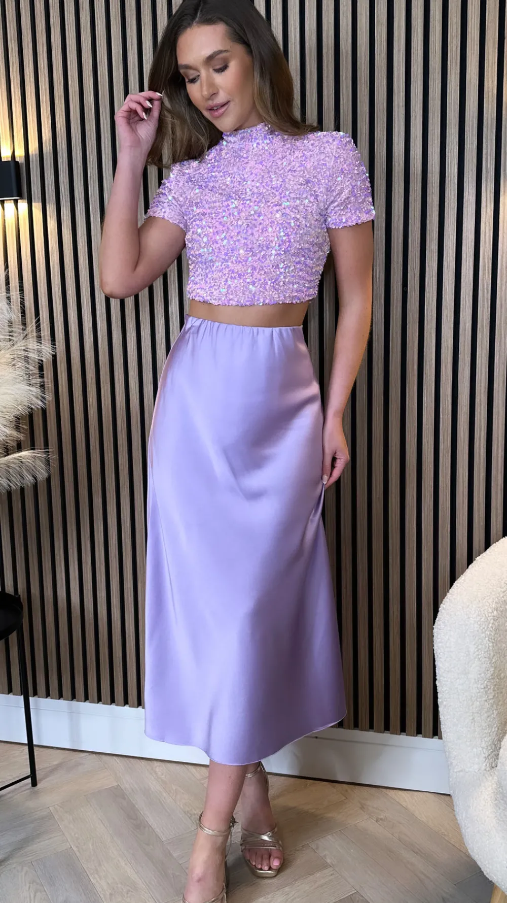 nancy_pink_sequin_high_ne_2.webp VERA LUCY Tops^Nancy Pink Sequin High Neck Crop Top