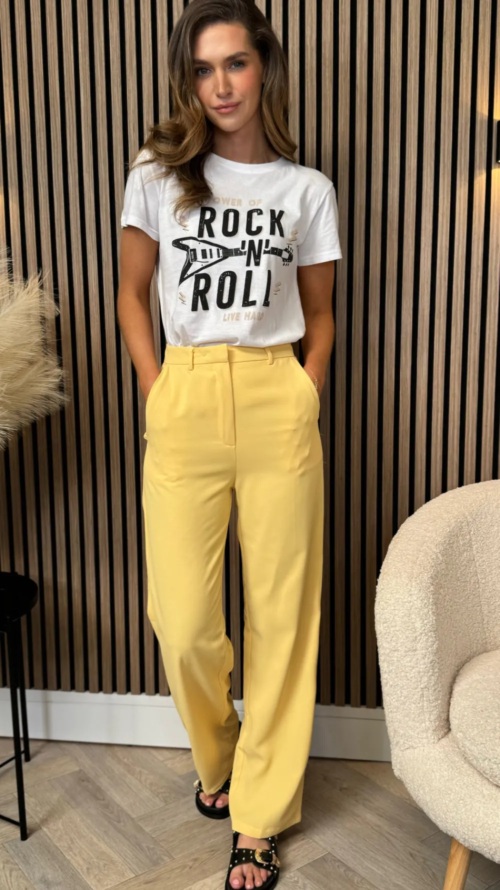 naomi_yellow_straight_leg_0.webp JCD KOOLOOK Trousers^Naomi Yellow Straight Leg Trousers