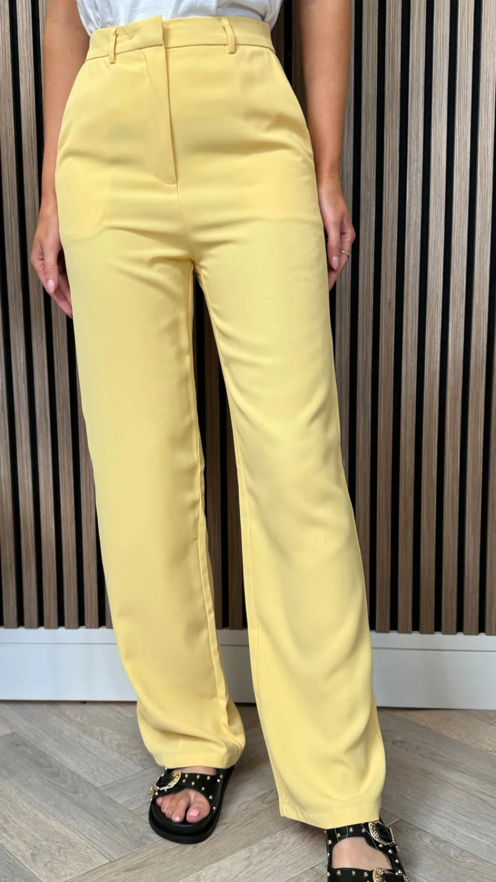naomi_yellow_straight_leg_2.webp JCD KOOLOOK Trousers^Naomi Yellow Straight Leg Trousers