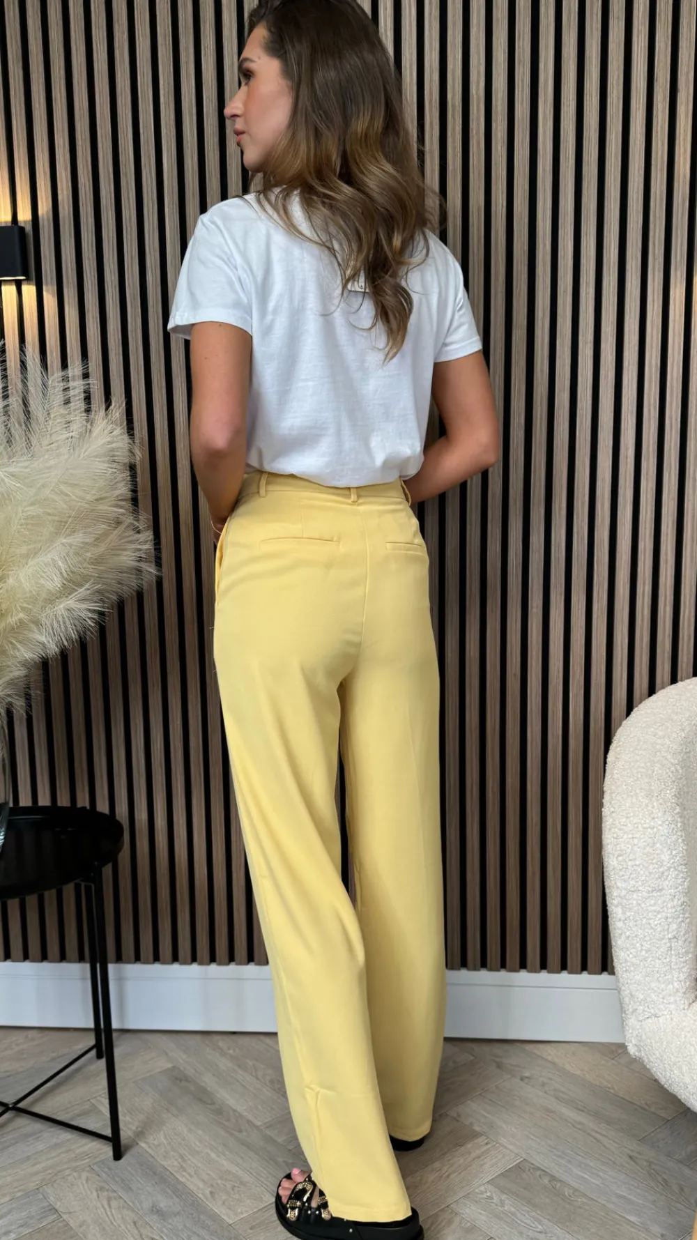 naomi_yellow_straight_leg_3.webp JCD KOOLOOK Trousers^Naomi Yellow Straight Leg Trousers