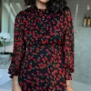 INFLUENCE Day Dresses | Going Out Dresses^Natalia Red & Black Cherry Print Chiffon Skater Dress