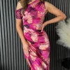 GIRL IN MIND Going Out Dresses | Occasion Dresses^Nicole Pink Printed Asymmetric Neckline Pink Print Midi Dress