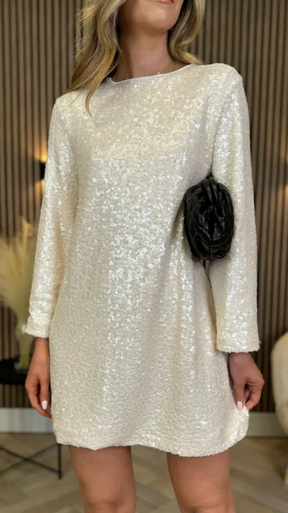 BELLAVIE Going Out Dresses | Occasion Dresses^Nikita Cream Sequin With Black Bow Detail Mini Dress