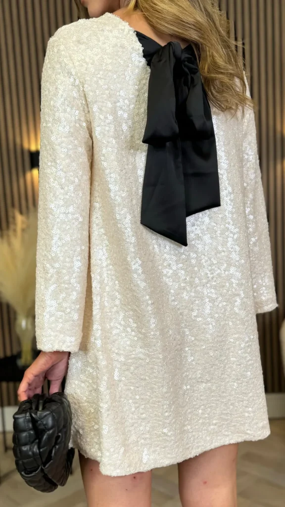 BELLAVIE Going Out Dresses | Occasion Dresses^Nikita Cream Sequin With Black Bow Detail Mini Dress