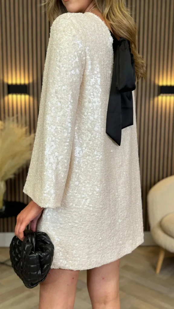 BELLAVIE Going Out Dresses | Occasion Dresses^Nikita Cream Sequin With Black Bow Detail Mini Dress