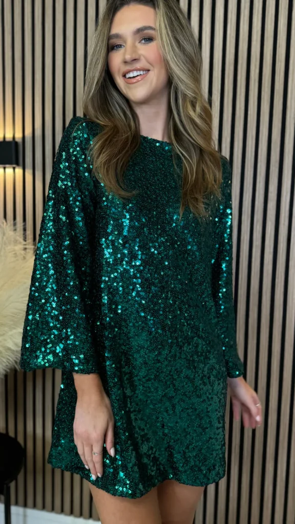 BELLAVIE Going Out Dresses | Occasion Dresses^Nikita Green Sequin With Black Bow Detail Mini Dress
