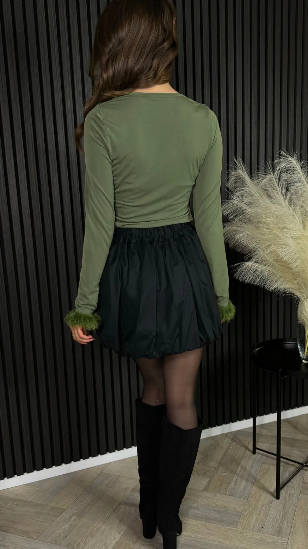 nyla_black_puff_style_bub_4.webp ESTEE BROWN Skirts & Shorts^Nyla Black Puff Style Bubble Mini Skirt