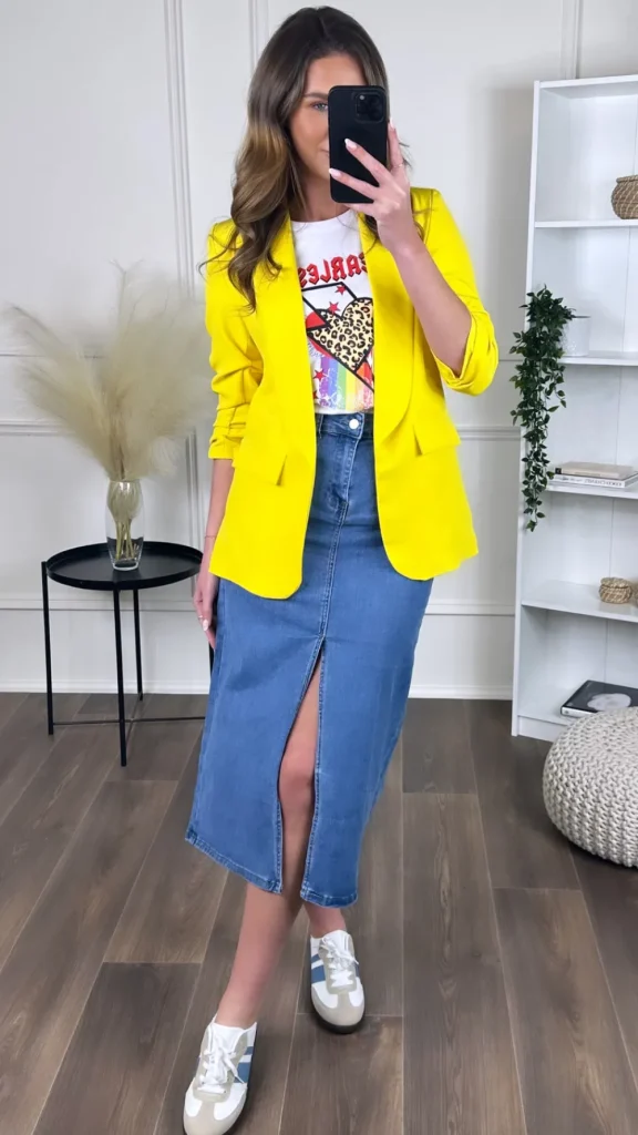 MISS LINDA Blazers^Odette Yellow Blazer