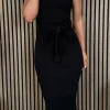 AX PARIS Going Out Dresses | Midi Dresses^Paige Black Roll Neck Sleeveless Belted Knit Midi Dress