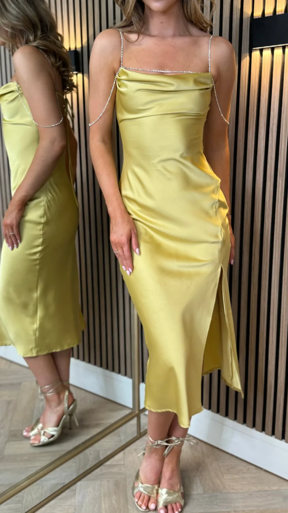 paris_yellow_satin_slip_m_0.webp PARIS FASHION SHOPS Going Out Dresses | Occasion Dresses^Paris Yellow Satin Slip Midi Dress