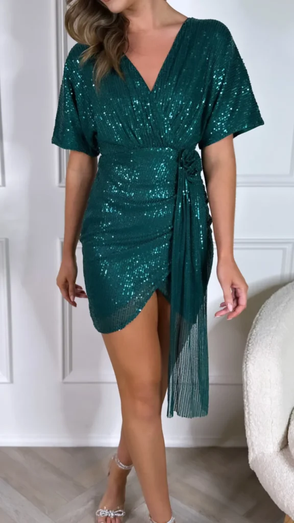 GIRL IN MIND Going Out Dresses | Occasion Dresses^Percy Green Corsage Sequin Mini Dress