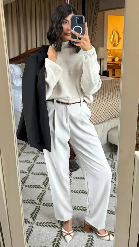 FEELKOO Trousers^Petra Beige Straight Leg Trousers