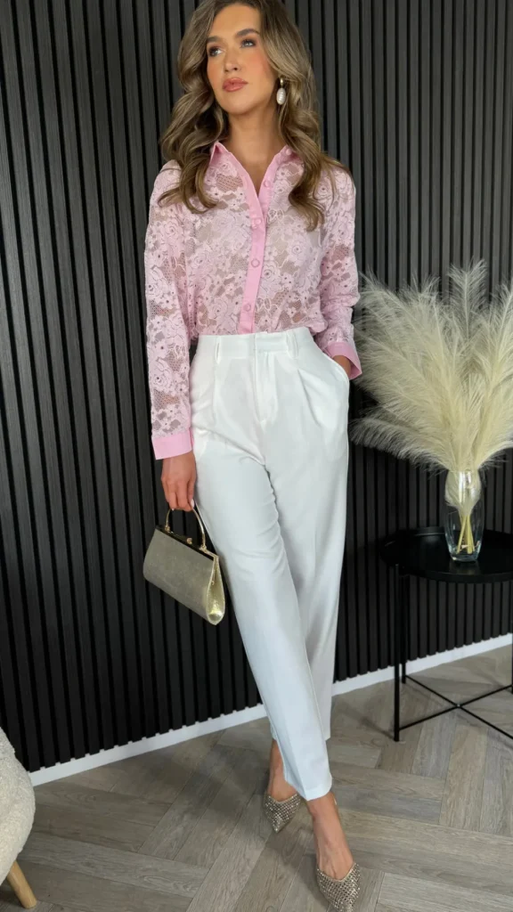 FEELKOO Trousers^Petra White Straight Leg Trousers