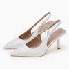 PARIS FASHION SHOPS Heels^Phillipa White Slingback Stiletto Heeled Shoes