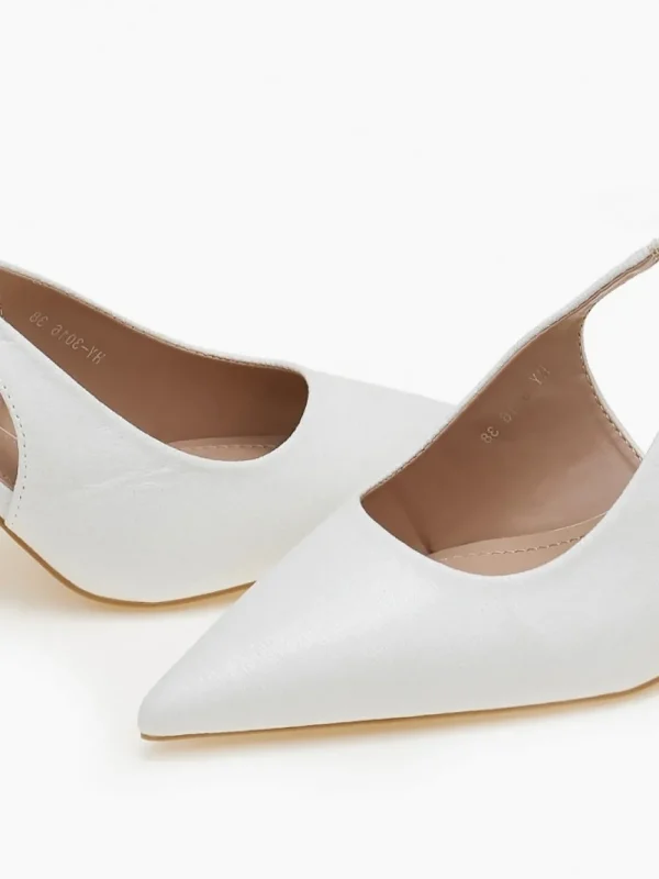 PARIS FASHION SHOPS Heels^Phillipa White Slingback Stiletto Heeled Shoes