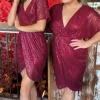 GIRL IN MIND Going Out Dresses | Occasion Dresses^Poe Burgundy Sequin Wrap Midi Dress