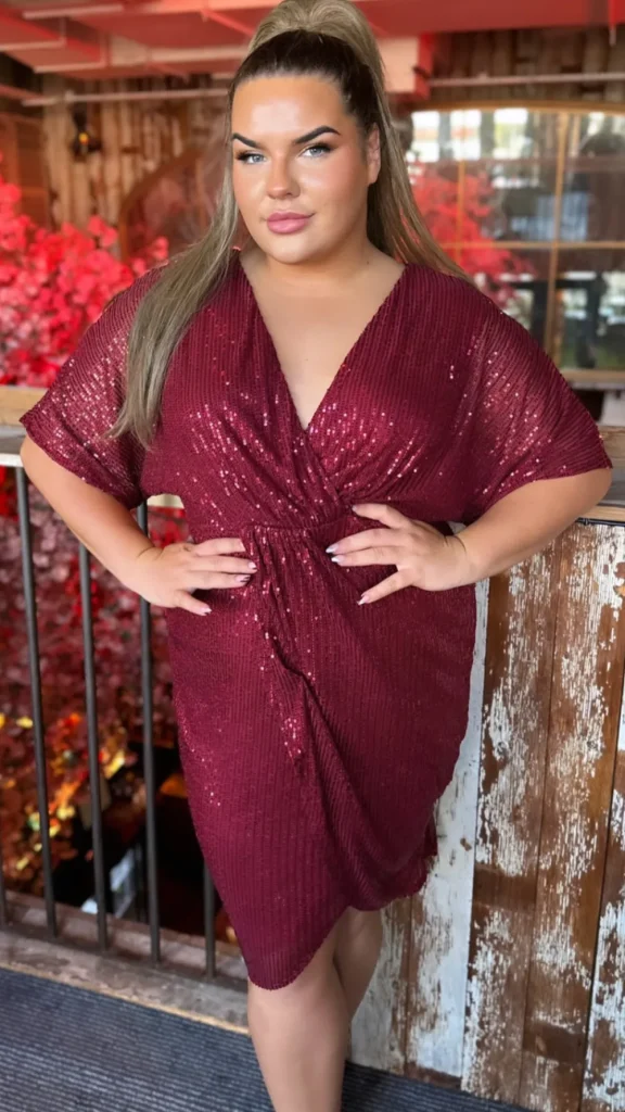 GIRL IN MIND Going Out Dresses | Occasion Dresses^Poe Burgundy Sequin Wrap Midi Dress