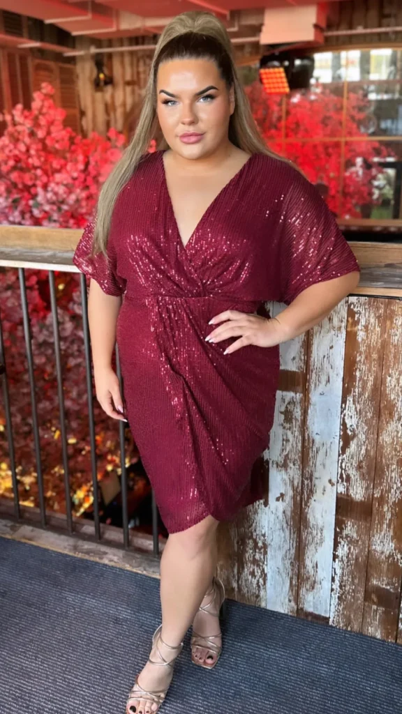 GIRL IN MIND Going Out Dresses | Occasion Dresses^Poe Burgundy Sequin Wrap Midi Dress