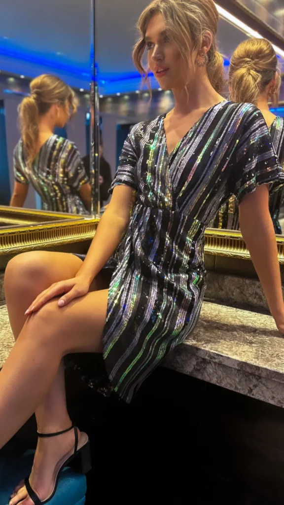 GIRL IN MIND Going Out Dresses | Occasion Dresses^Poe Multi Stripe Sequin Wrap Midi Dress