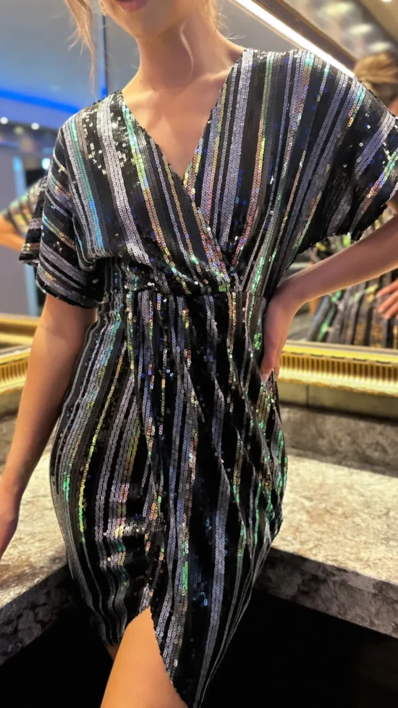 GIRL IN MIND Going Out Dresses | Occasion Dresses^Poe Multi Stripe Sequin Wrap Midi Dress