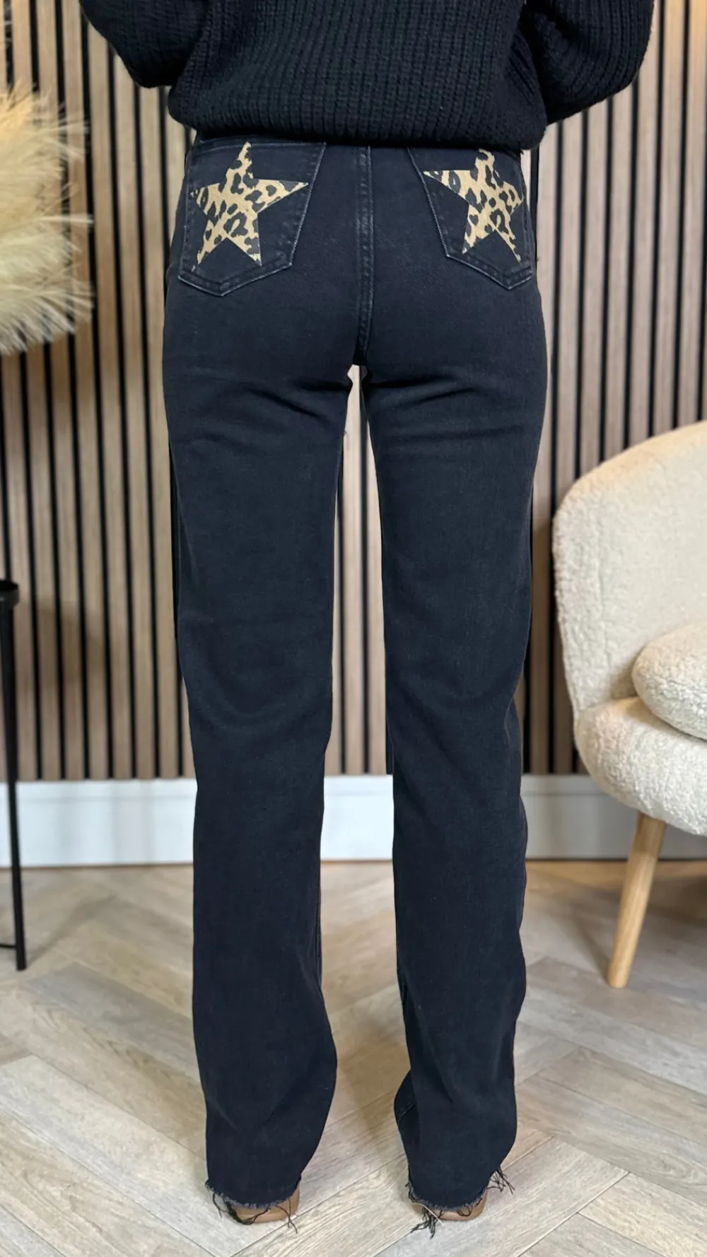 quest_black_straight_leg__5.webp REDIAL Jeans^Quest Black Straight Leg Frayed Hem Pocket Detail Jeans