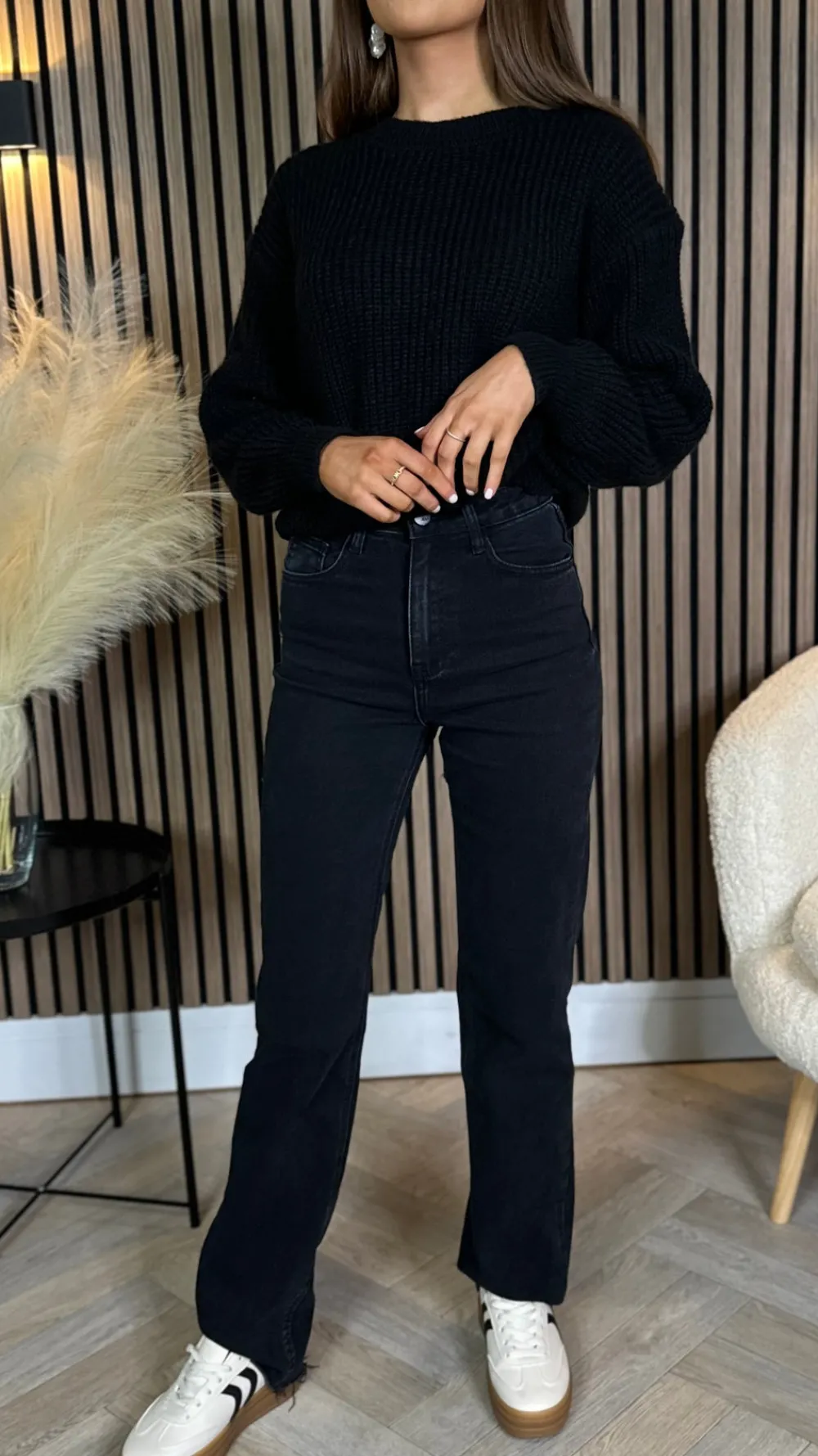 quest_black_straight_leg__6.webp REDIAL Jeans^Quest Black Straight Leg Frayed Hem Pocket Detail Jeans
