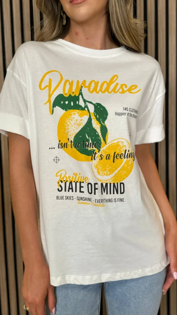 PARIS FASHION SHOPS Tops^Rafferty White Graphic Printed 'Paradise' T Shirt