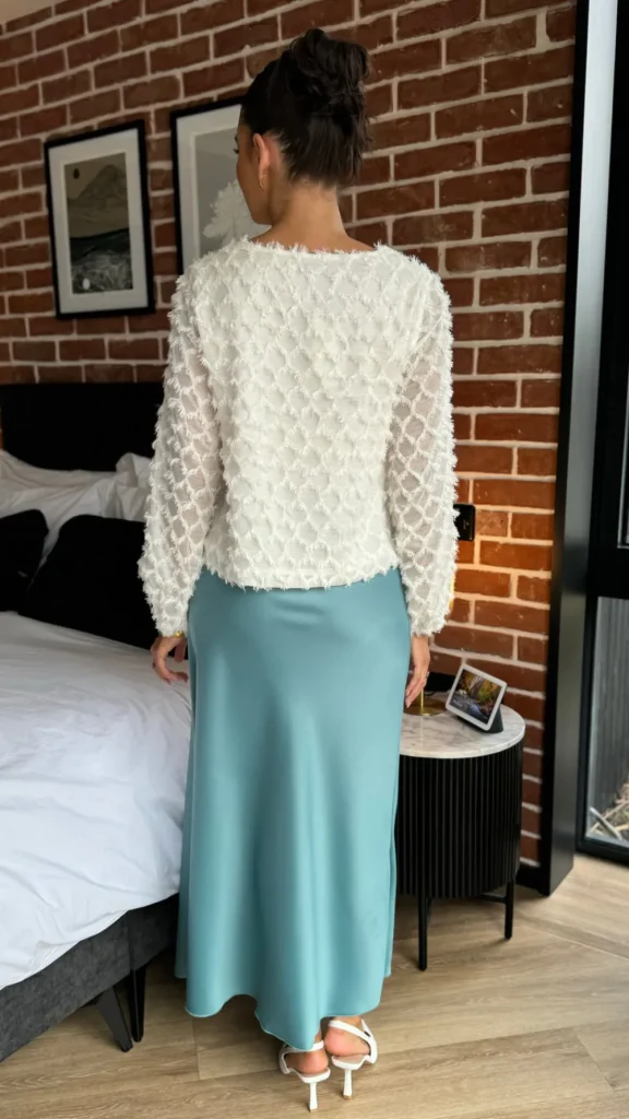 LORAINE Skirts & Shorts^Raquel Duck-Egg Satin Slip Skirt