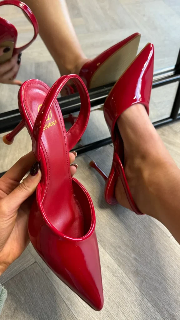 SAS ACTIV GIVANA Heels^Raya Red Patent Slingback Stiletto Heel Shoes