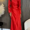 JCD KOOLOOK Going Out Dresses | Occasion Dresses^Rayne Red Ruched High Neck Midi Dress